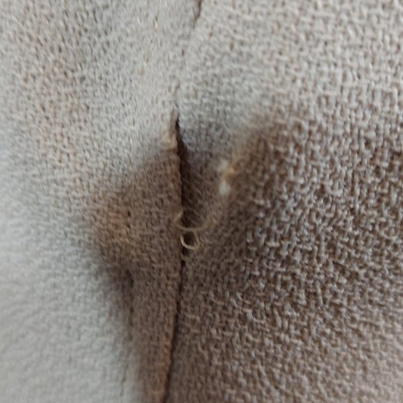 Vintage Stegari Fur Trimmed Beige Dress Jackie Kennedy Style Small Xtra Small - Picture 4 of 12